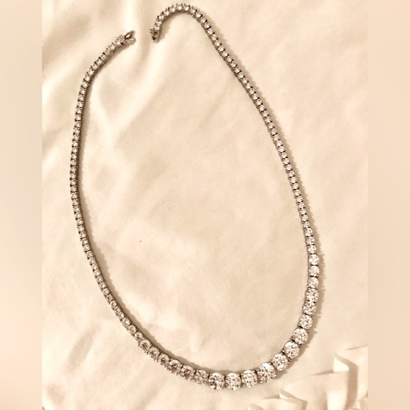 Lord & Taylor Jewelry - Lord & Taylor, Ladies, 925 Silver, Cubic Zirconia, Tennis Necklace. 18 inch
